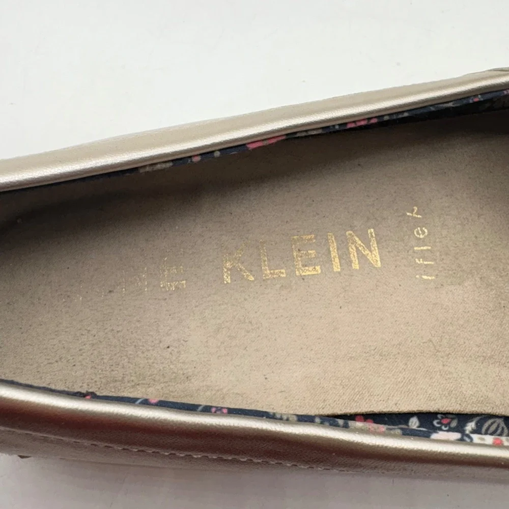 Anne Klein I Flex Zasha Espadrille Loafers Gold Metallic Woven‎ Size 9.5
